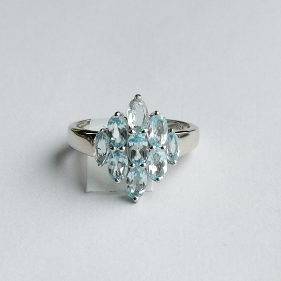 Brazilian Blue Topaz Ring Sterling Silver Size 7.25 ๐ - Picture 10 of 12